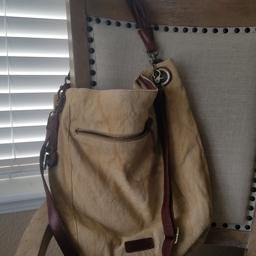 Lucky Brand Washed Canvas crossbody tote